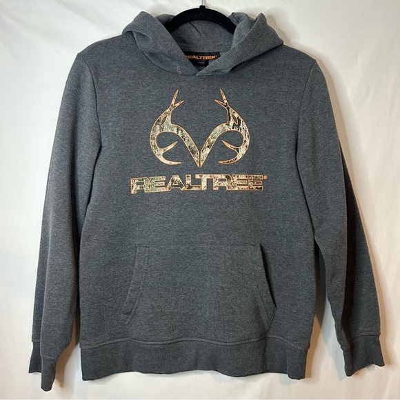 Realtree Gray Pullover Hoodie with Logo - Picture 1 of 4